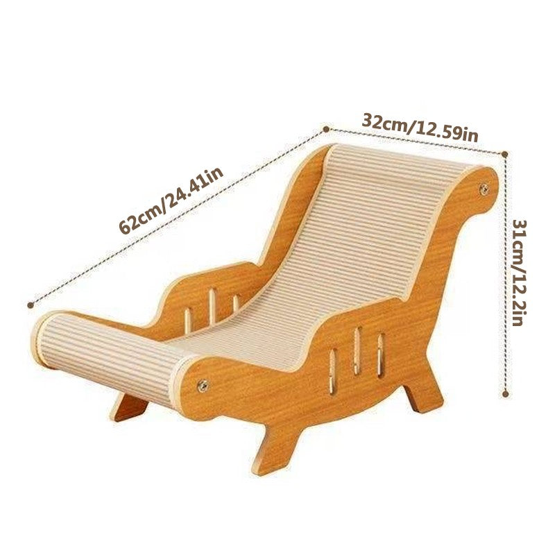 Cat Wood Sisal Lounge Chair Reclining Bed Basket Cat Scratcher Recliner Chair A