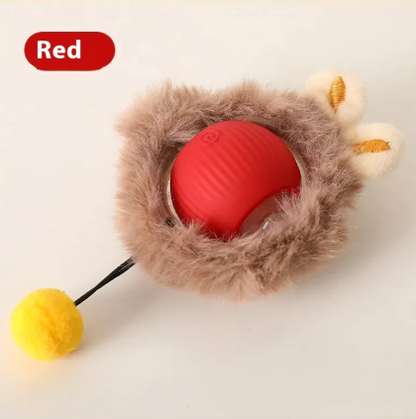 Interactive Self-Playing Rolling Cat Ball with Teaser Rope