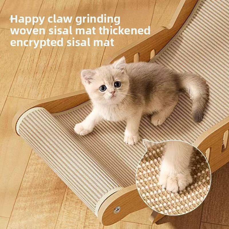 Cat Wood Sisal Lounge Chair Reclining Bed Basket Cat Scratcher Recliner Chair A