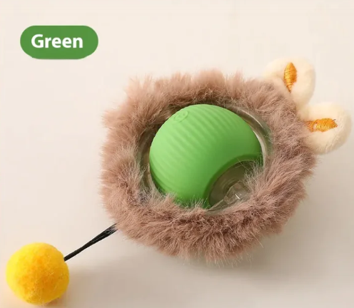 Interactive Self-Playing Rolling Cat Ball with Teaser Rope