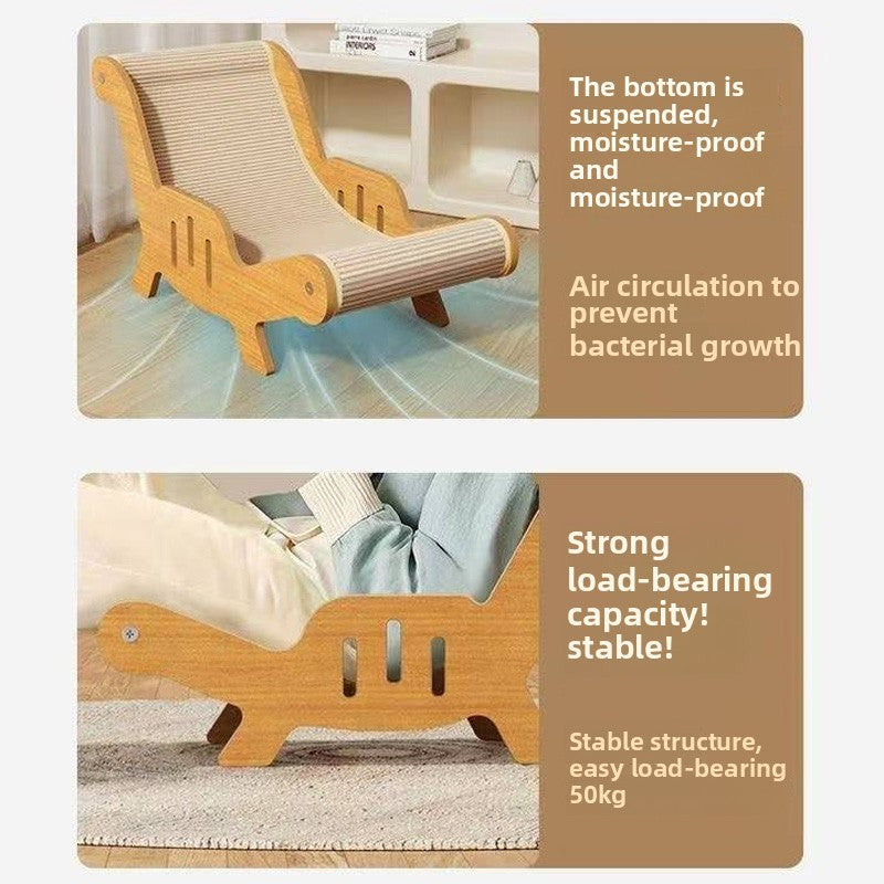 Cat Wood Sisal Lounge Chair Reclining Bed Basket Cat Scratcher Recliner Chair A